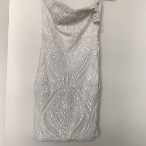 White sequenced never worn strapless dress